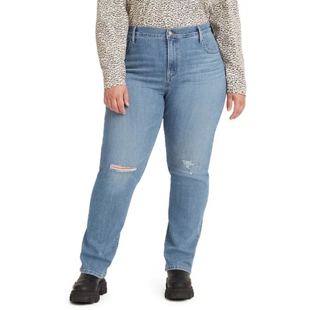 Levi’s 724 High Rise Slim Straight Hypersoft Intentional Distress Stretchy Jeans